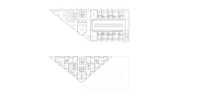 oben: Grundriss Erdgeschoss

unten: Regelgrundriss Tower, 4 Spänner